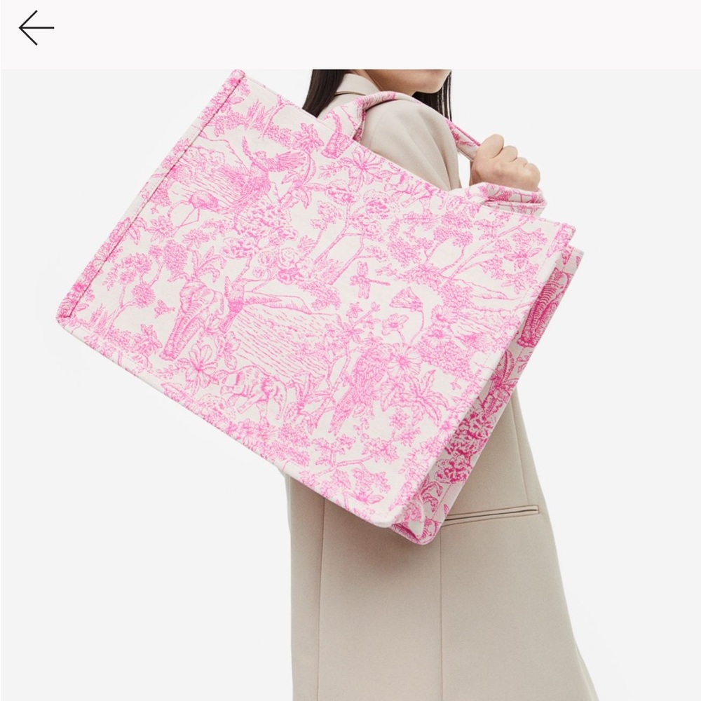 H&m jacquard weave pink tote bag !